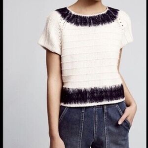 Anthropologie‎ field flower feltwork wool alpaca blend sweater top